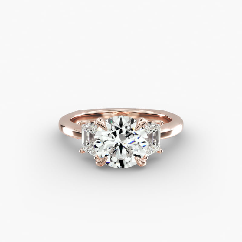 Bella Vaughan Trapezoid Three Stone Engagement Ring in 14k Rose Gold (5/8 ct. tw.)