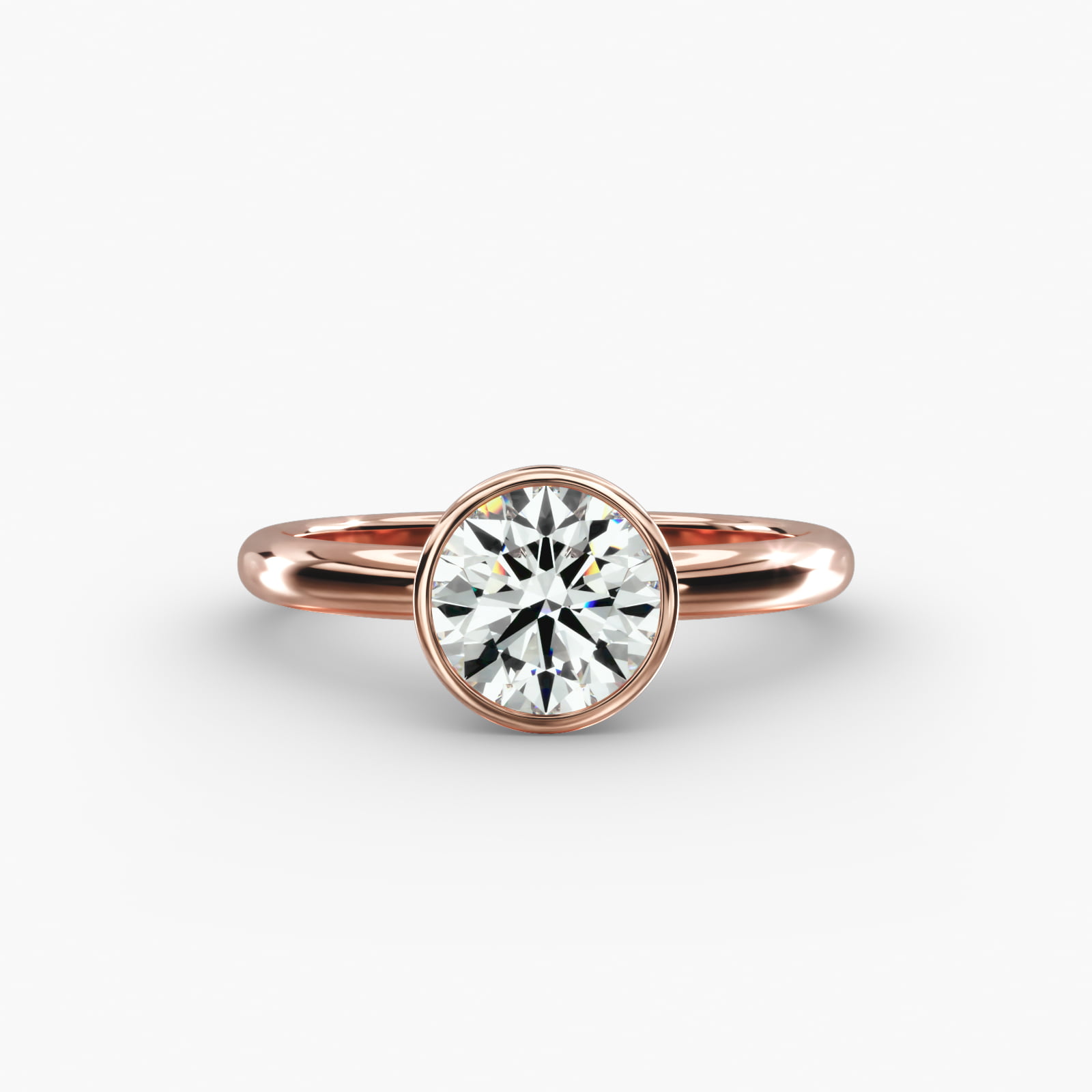 Bezel Solitaire Engagement Ring in 14K Rose Gold