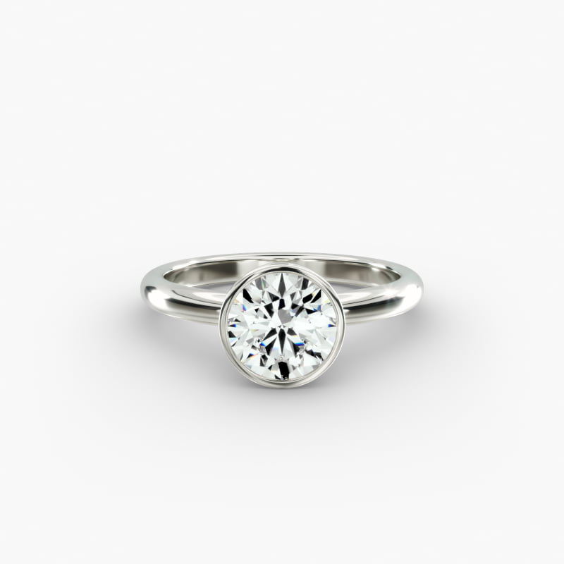 Bezel Solitaire Engagement Ring in 14K White Gold