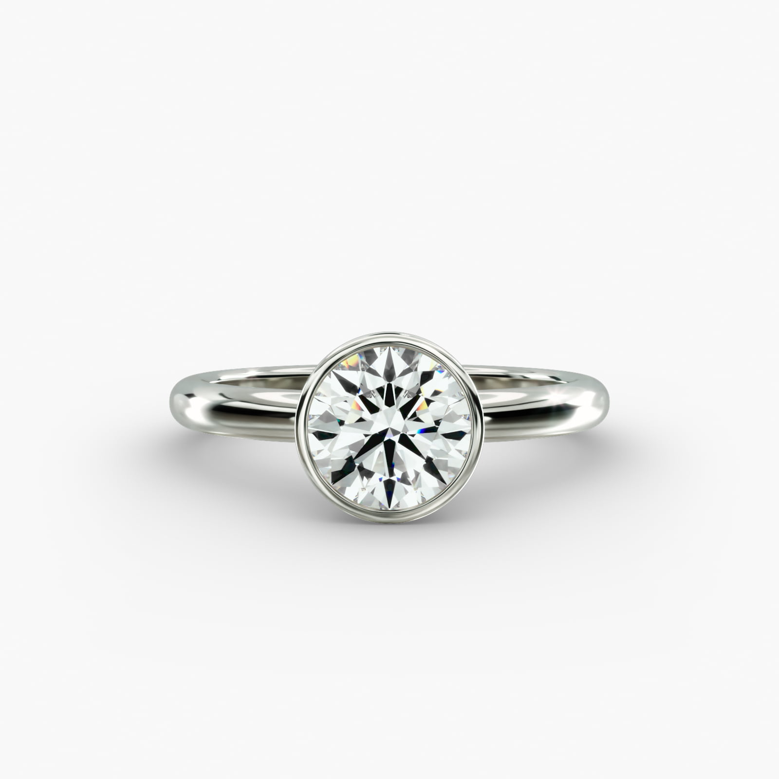 Bezel Solitaire Engagement Ring in Platinum