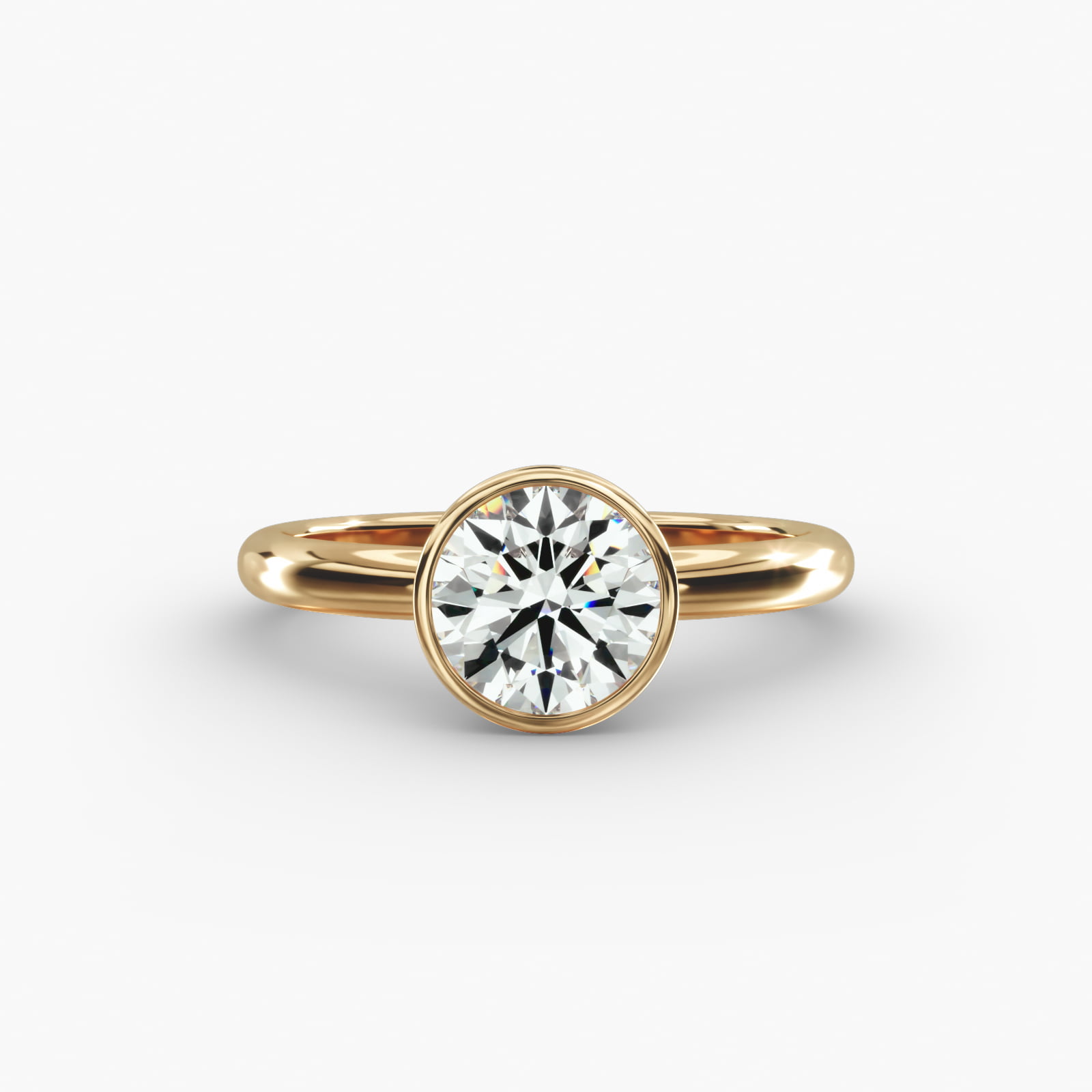 Bezel Solitaire Engagement Ring in 14K Yellow Gold