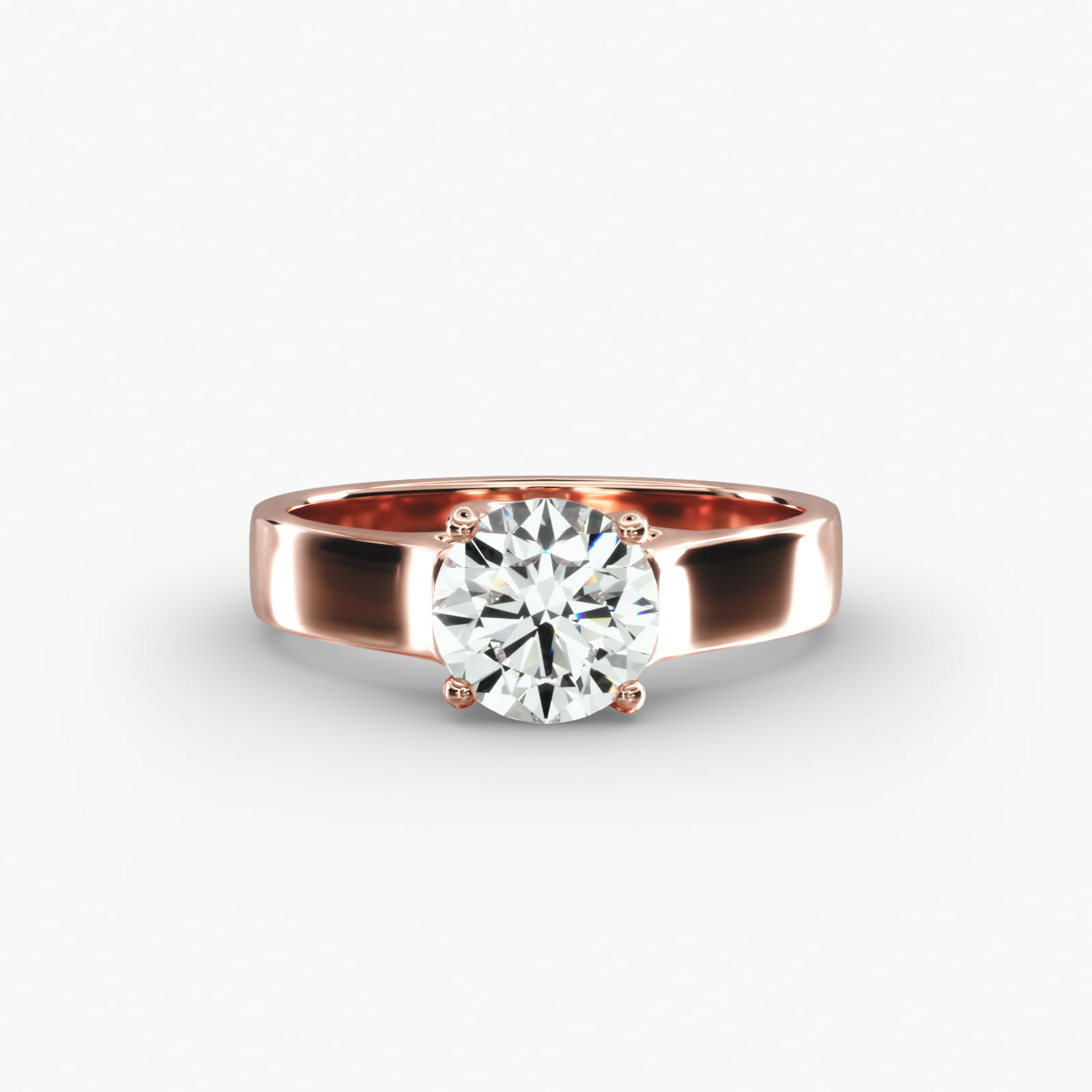 Cross Prong Solitaire Engagement Ring In 14K Rose Gold