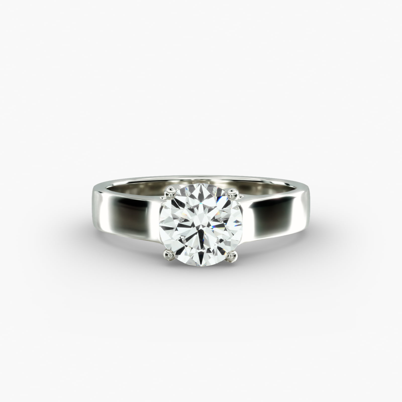 Cross Prong Solitaire Engagement Ring In 14K White Gold