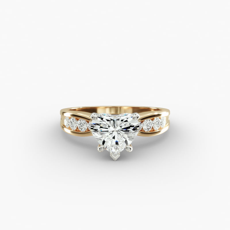 Bow-Tie Engagement Ring With Channel Set Round Diamonds In 14K Yellow Gold
