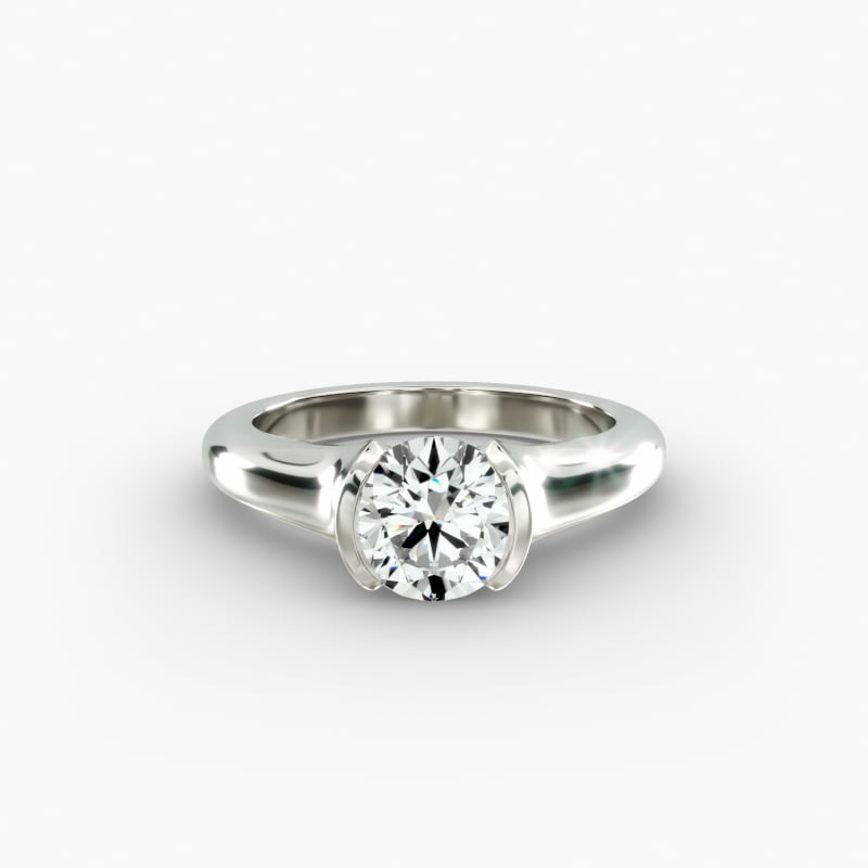 Tapered Half Bezel Tension Engagement Ring In Platinum