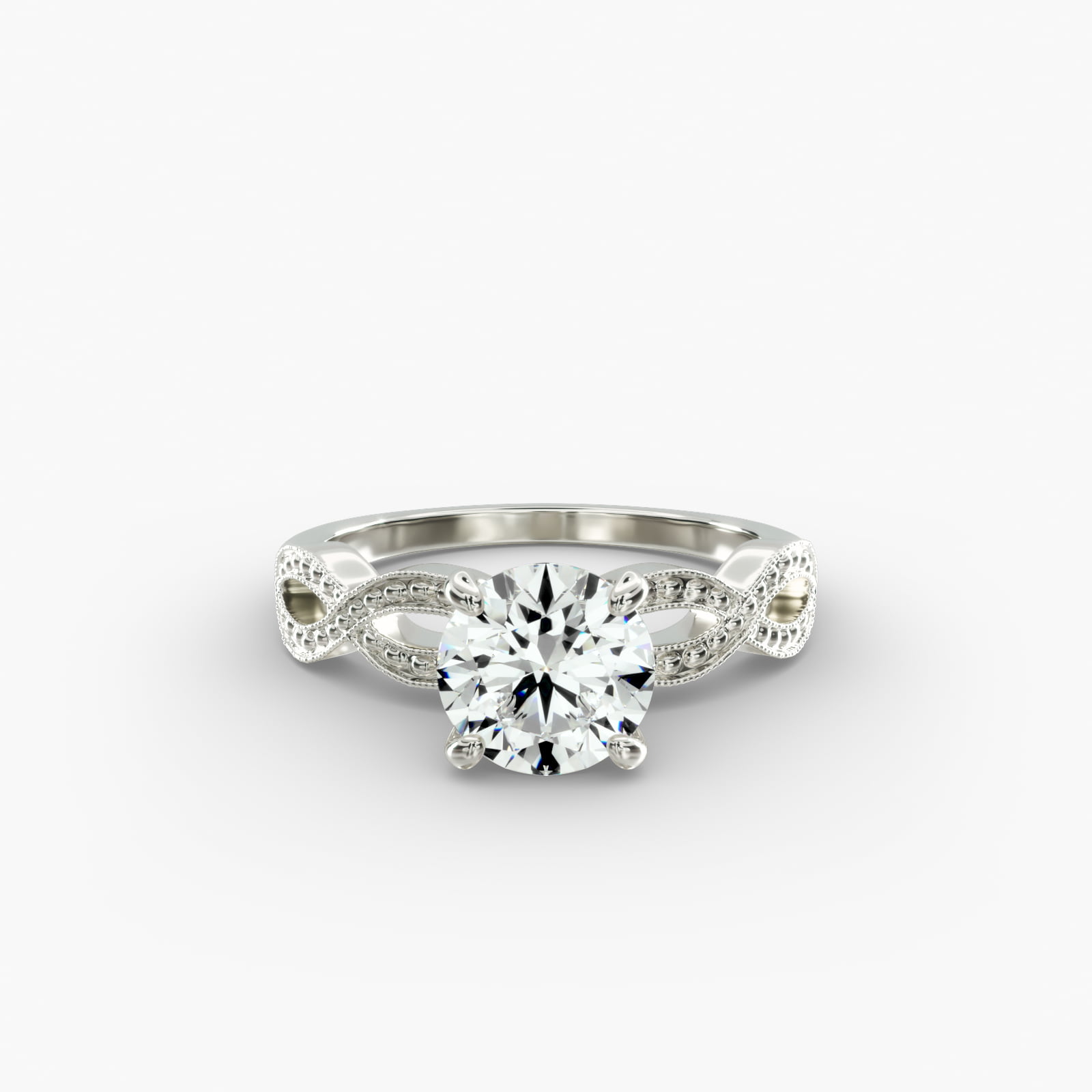 Infinity Vintage-Style Engagement Ring In 14K White Gold