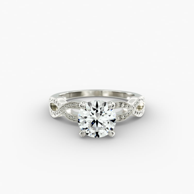 Infinity Vintage-Style Engagement Ring In 14K White Gold