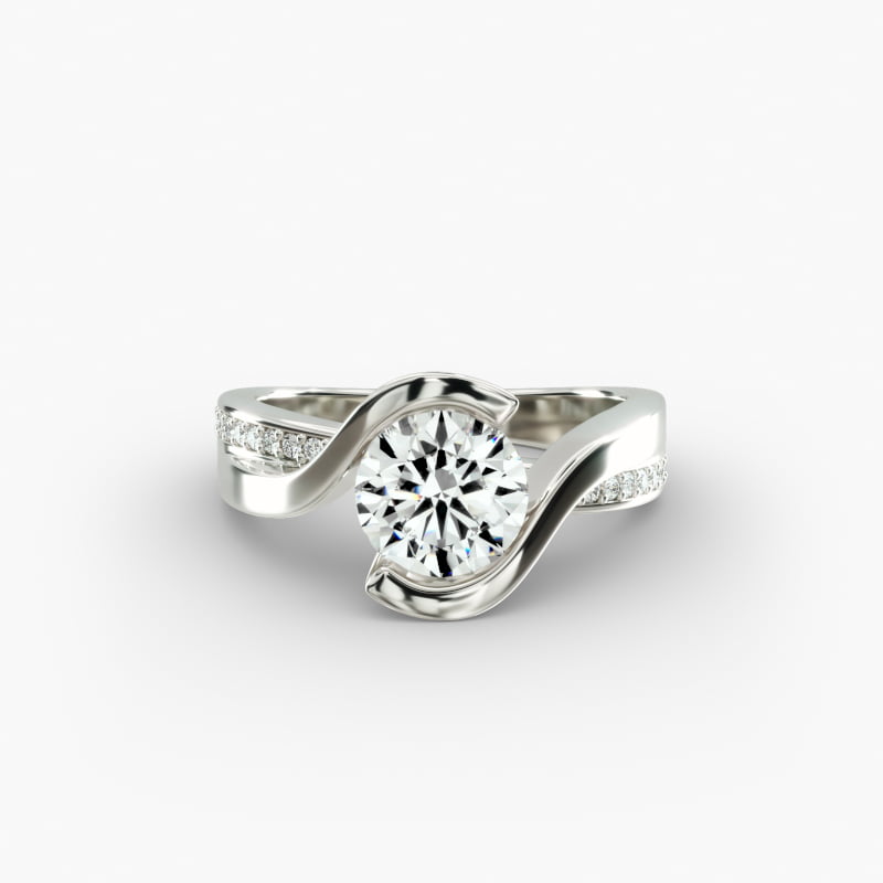 Intertwined Bypass Tension Engagement Ring In Platinum