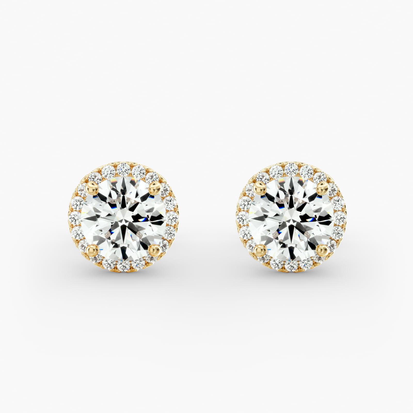 Halo Diamond Earring Setting  In 18K Yellow Gold (Setting)