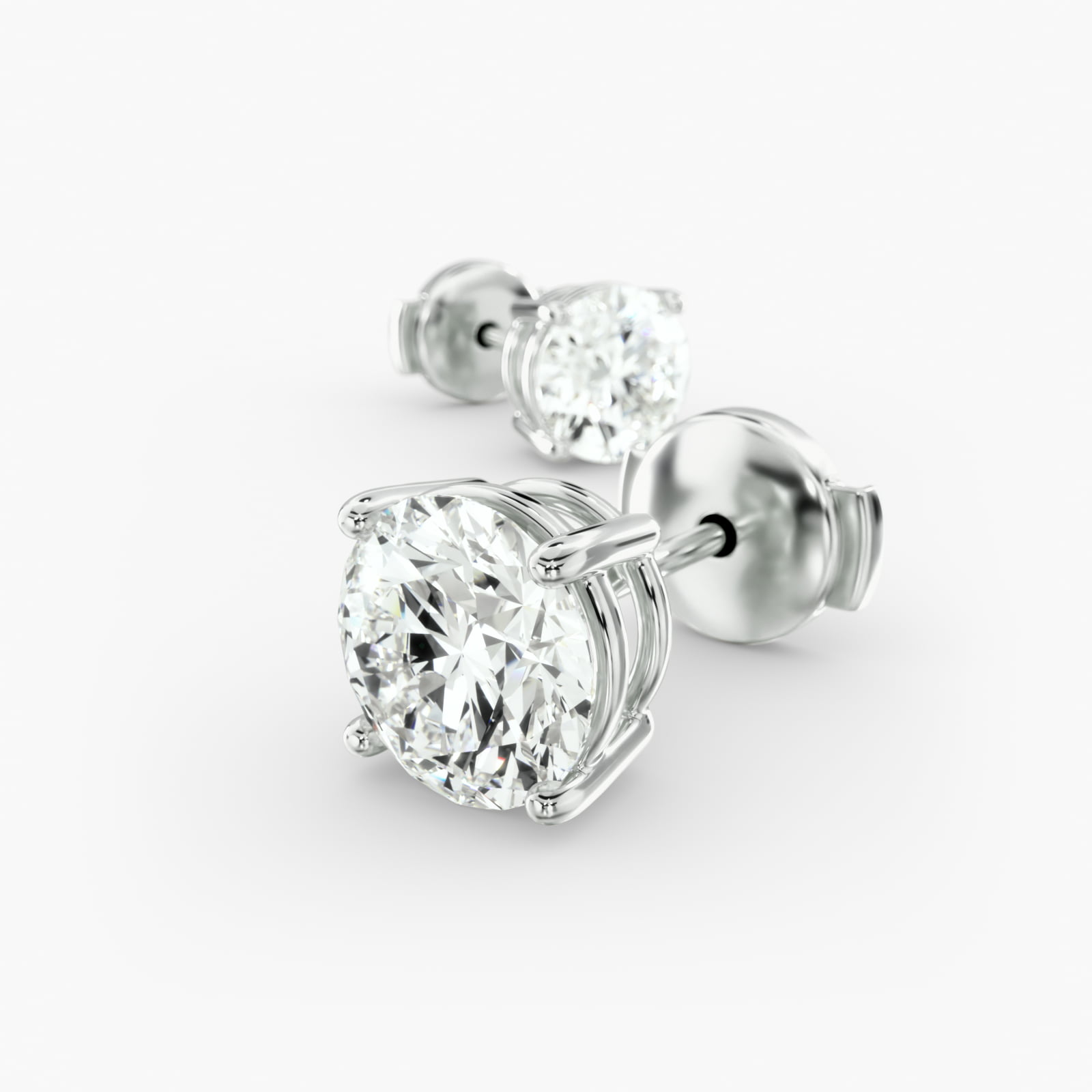 Four Prong Stud Earrings   In 14K White Gold (Setting)