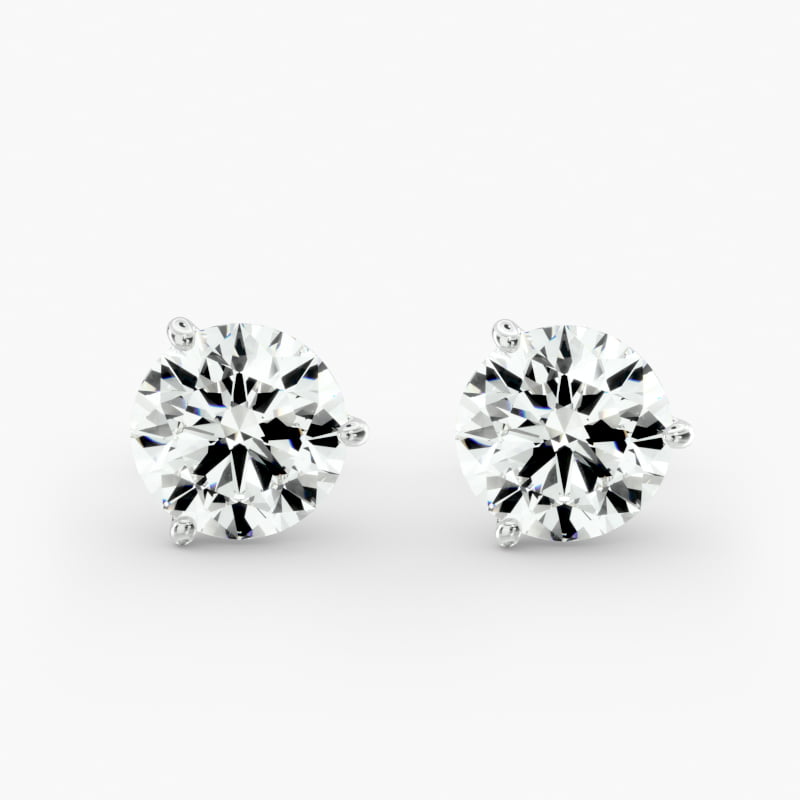 Three Prong Martini Stud Earring   In 14K White Gold (Setting)