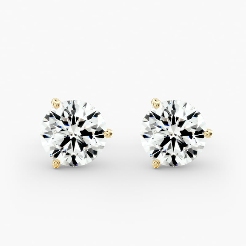 Three Prong Martini Stud Earring   In 14K Yellow Gold (Setting)