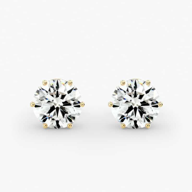Six Prong Stud Earrings   In 14K Yellow Gold (Setting)