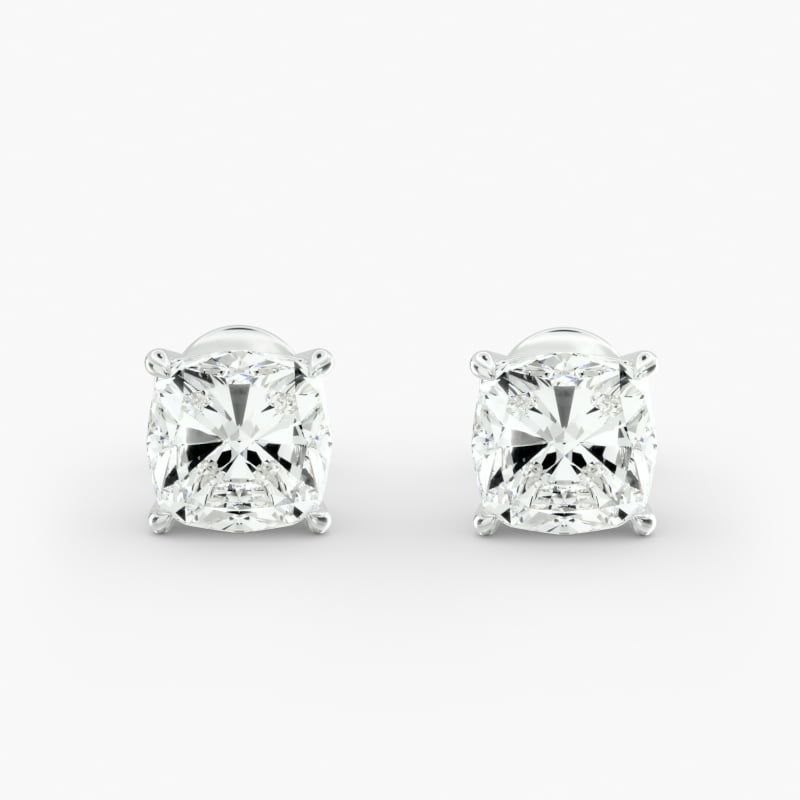 Cushion Cut Diamond Stud Earrings    In 14K White Gold (Setting)
