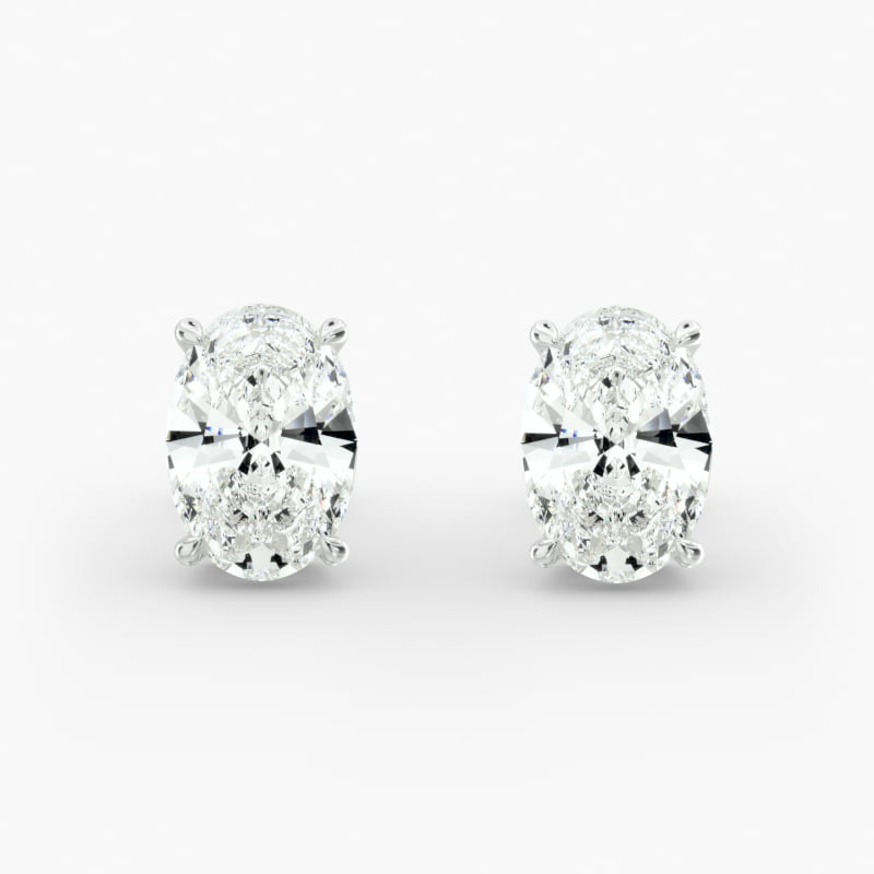 Oval Cut Diamond Stud Earrings    In 14K White Gold (Setting)