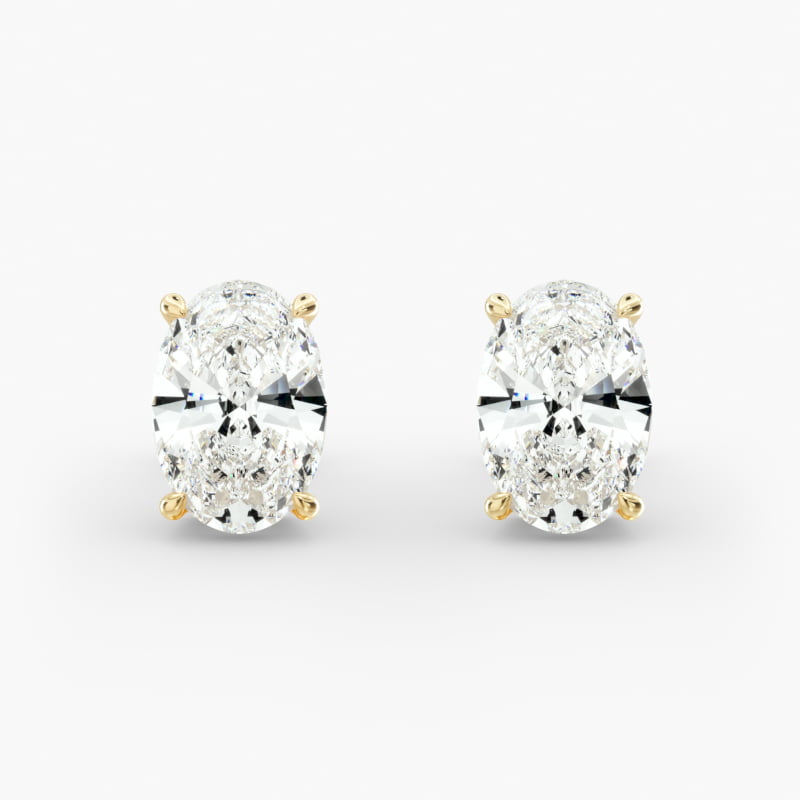 Oval Cut Diamond Stud Earrings    In 14K Yellow Gold (Setting)