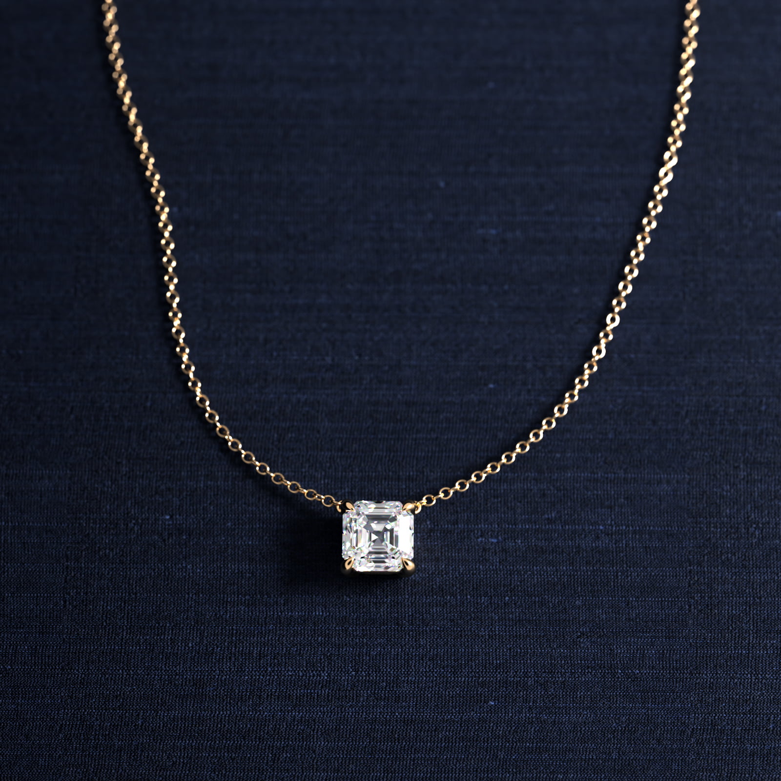 Asscher Cut Cut Diamond Solitaire Pendant   In 14K Yellow Gold (Setting)