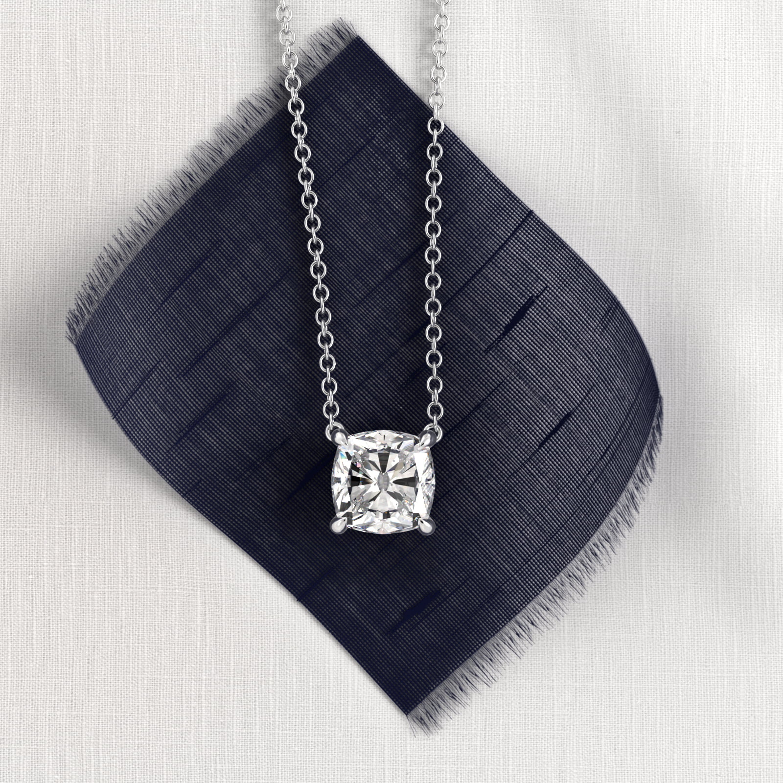 Cushion Cut Diamond Solitaire Pendant   In Platinum (Setting)