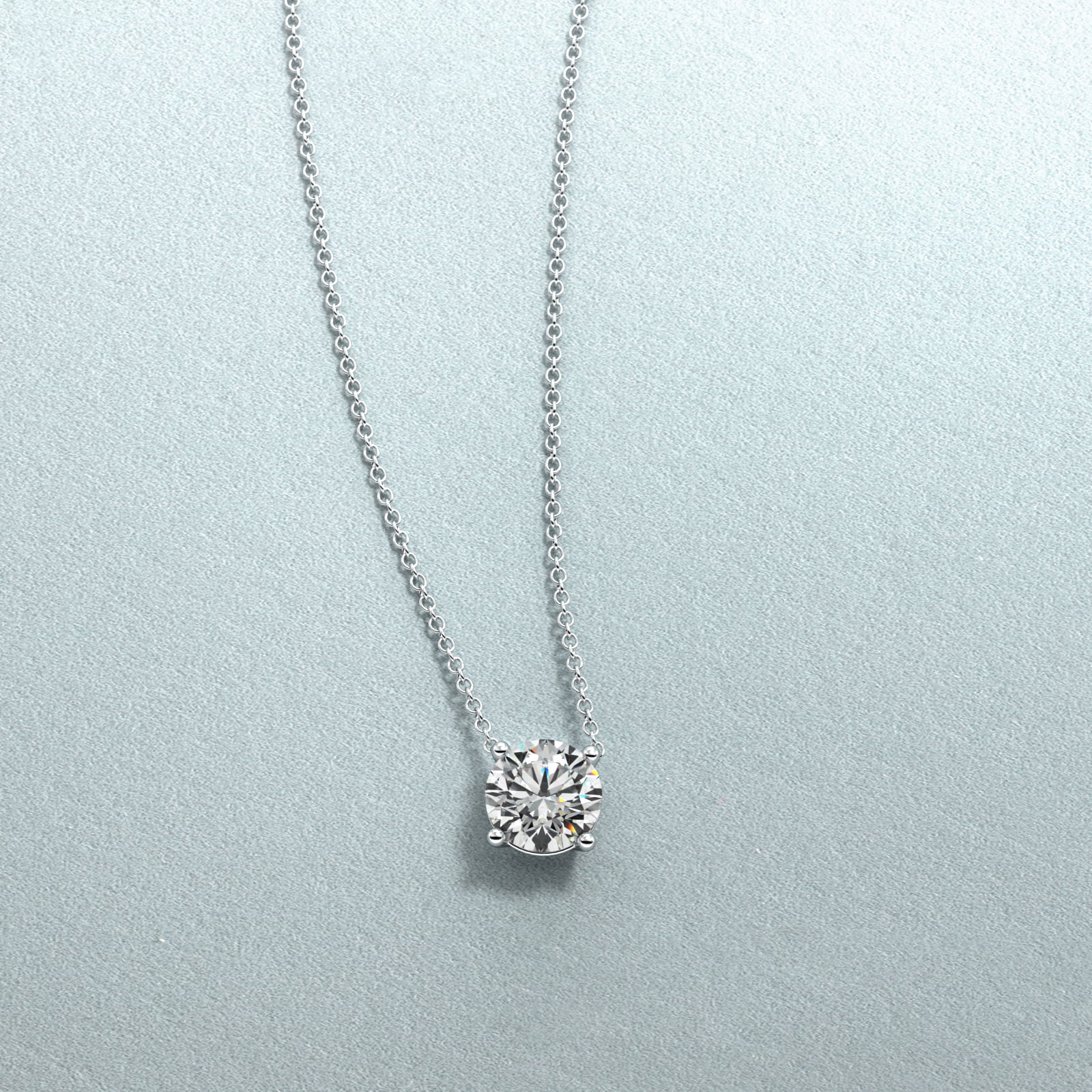 Four Prong Basket Solitaire Diamond Pendant In 14K White Gold (Setting)