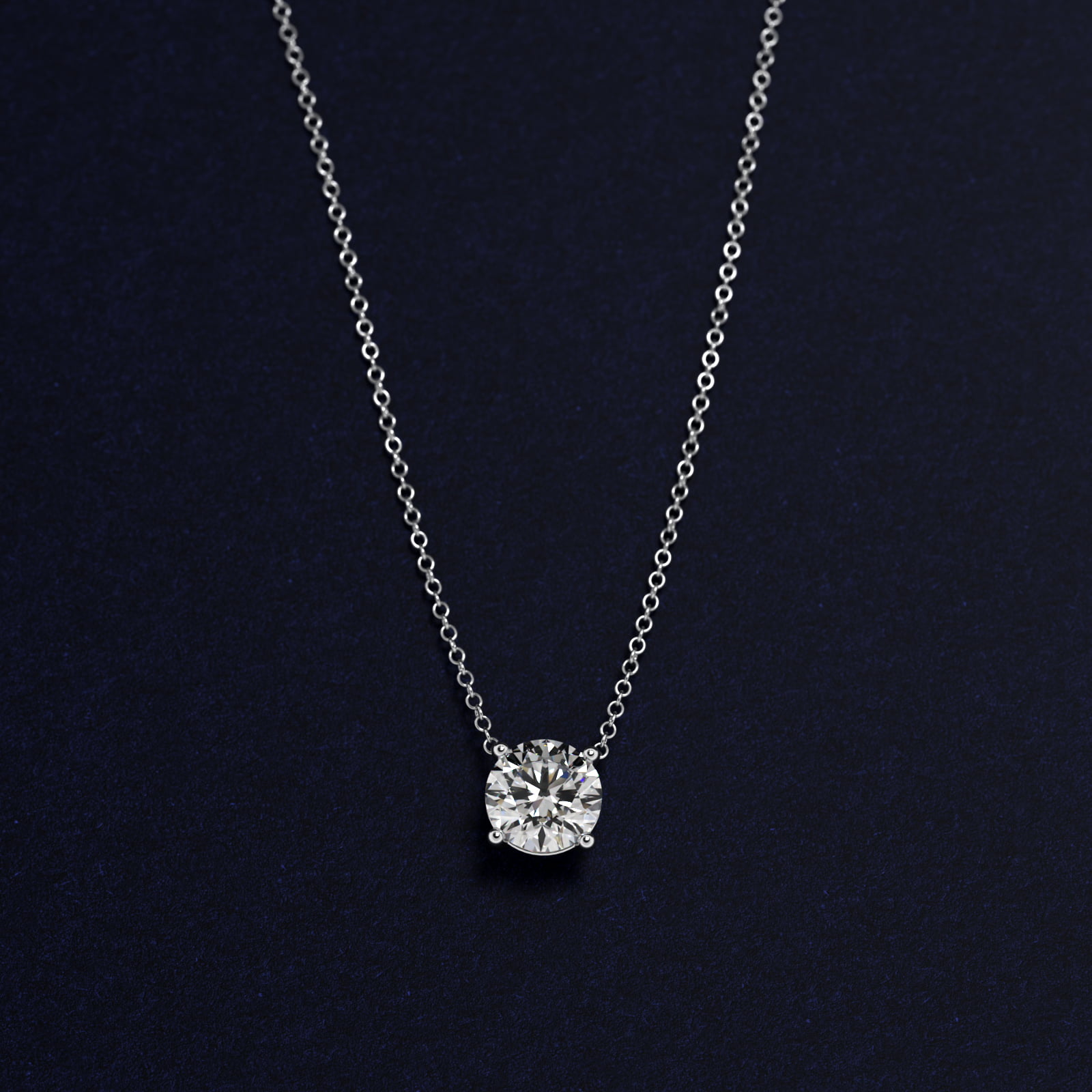 Four Prong Basket Solitaire Diamond Pendant In Platinum (Setting)