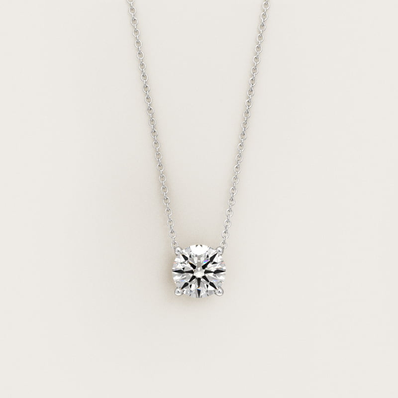Four Prong Basket Solitaire Diamond Pendant In Platinum (Setting)