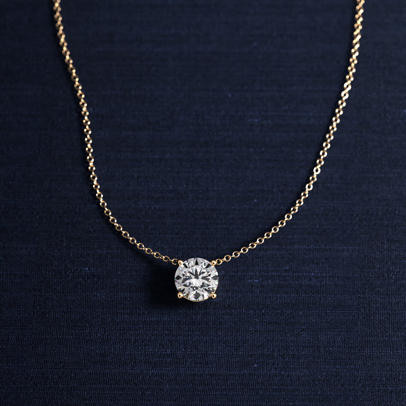 Four Prong Basket Solitaire Diamond Pendant In 14K Yellow Gold (Setting)