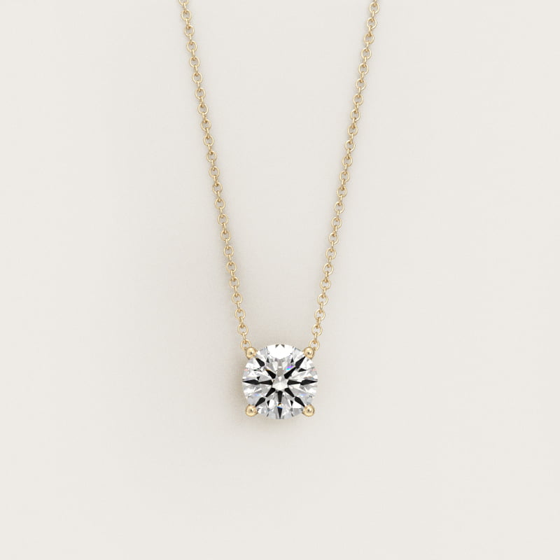 Four Prong Basket Solitaire Diamond Pendant   In 14K Yellow Gold (Setting)