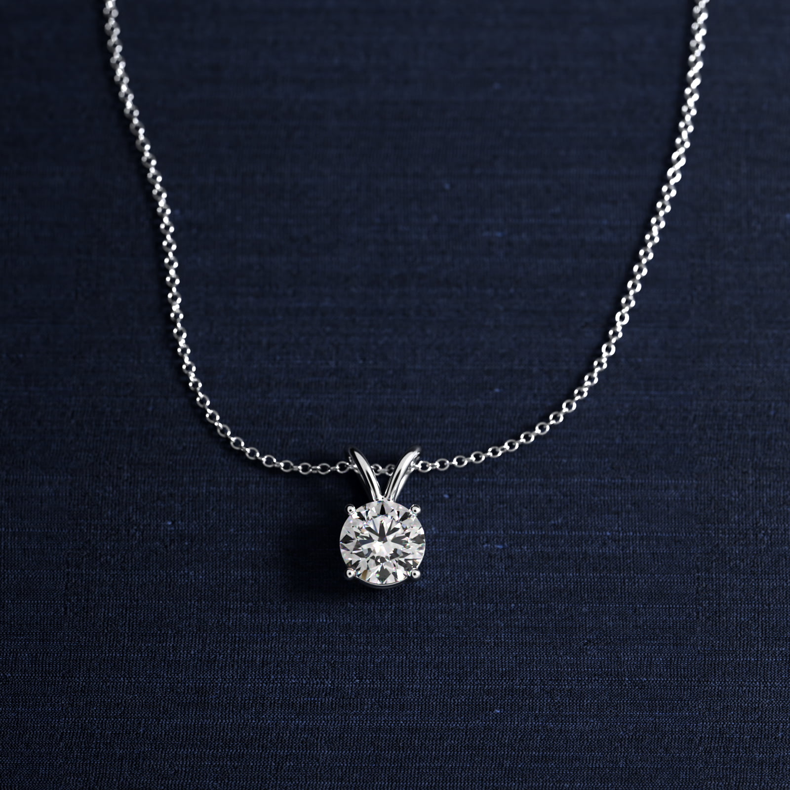 Double-Bail Diamond Solitaire Pendant  In Platinum (Setting)