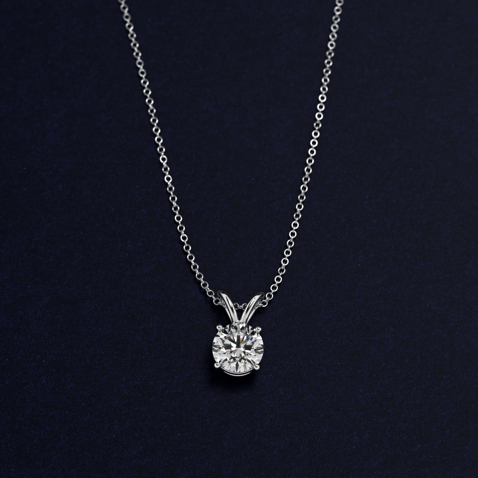Double-Bail Diamond Solitaire Pendant  In 14K White Gold (Setting)