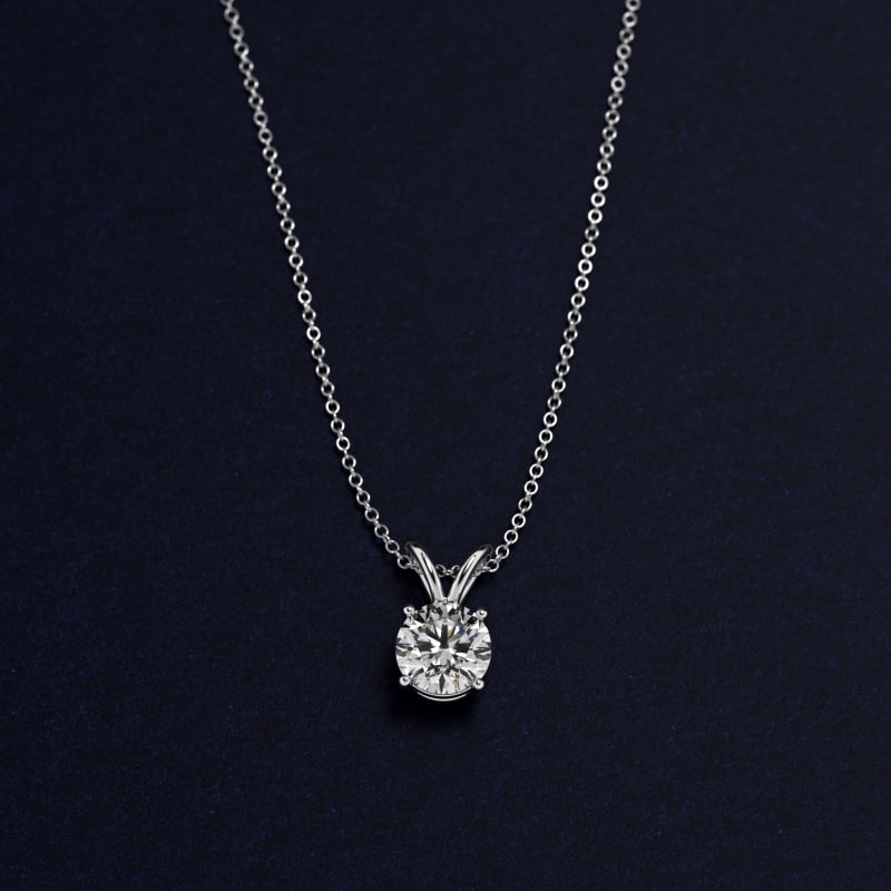 Double-Bail Diamond Solitaire Pendant  In 14K White Gold (Setting)