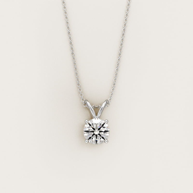 Double-Bail Diamond Solitaire Pendant  In 14K White Gold (Setting)