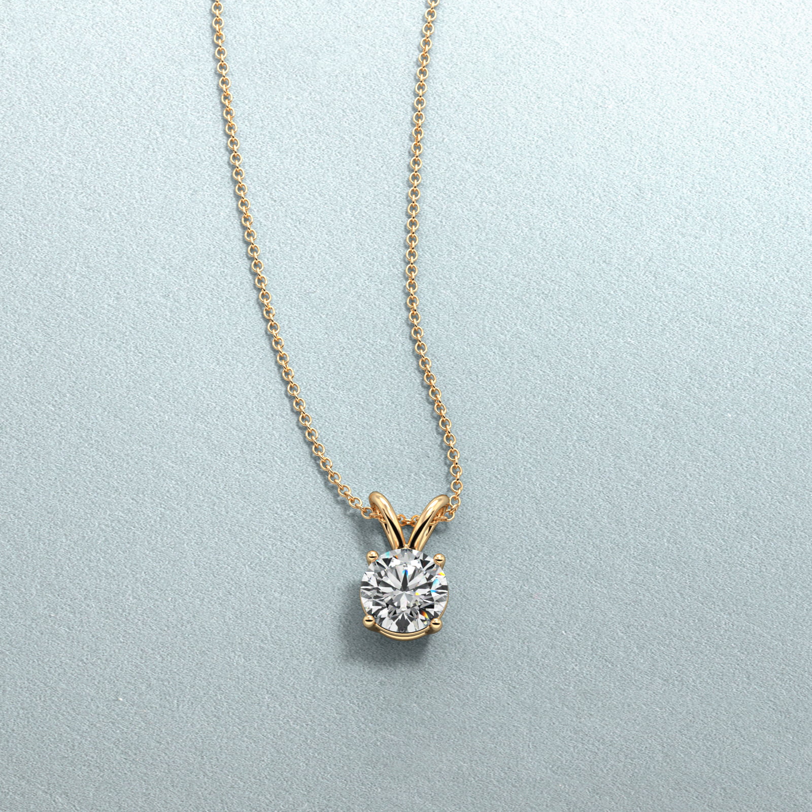 Double-Bail Diamond Solitaire Pendant  In 14K Yellow Gold (Setting)
