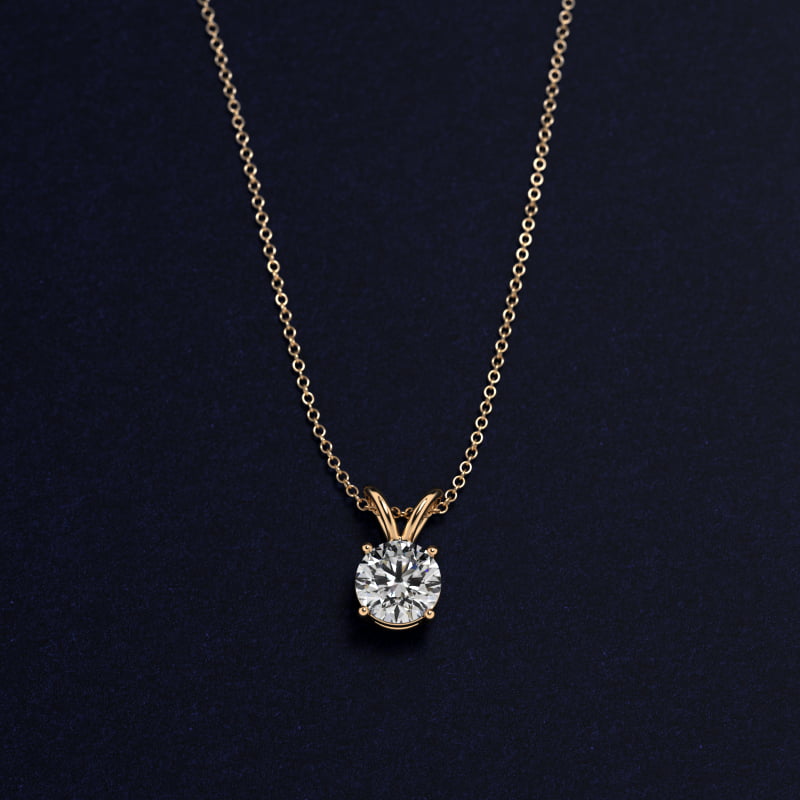 Double-Bail Diamond Solitaire Pendant  In 14K Yellow Gold (Setting)