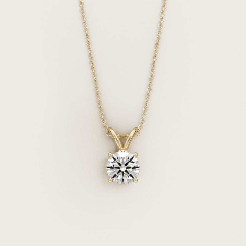 Double-Bail Diamond Solitaire Pendant  In 14K Yellow Gold (Setting)