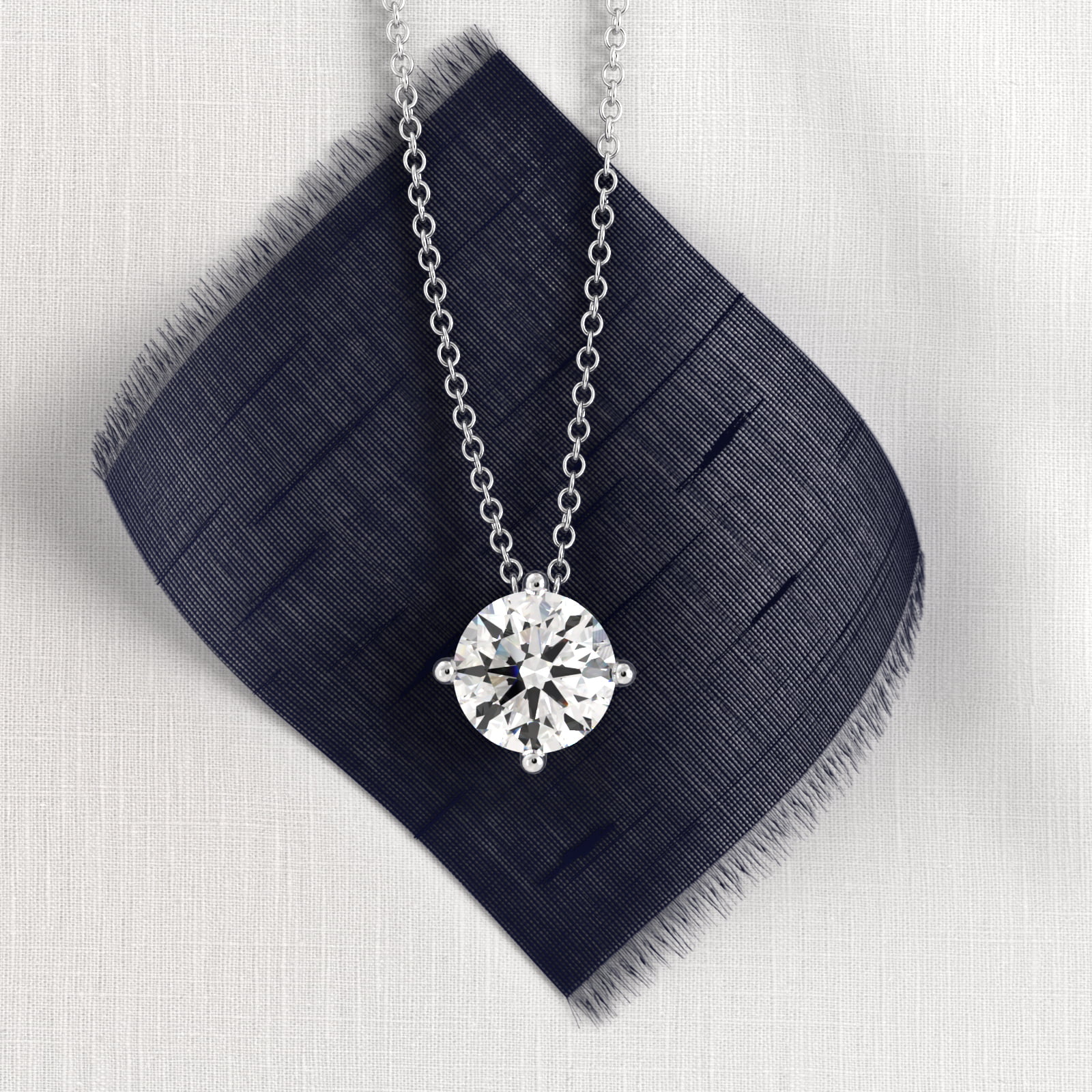 Kite Set Solitaire Diamond Pendant   In 14K White Gold (Setting)