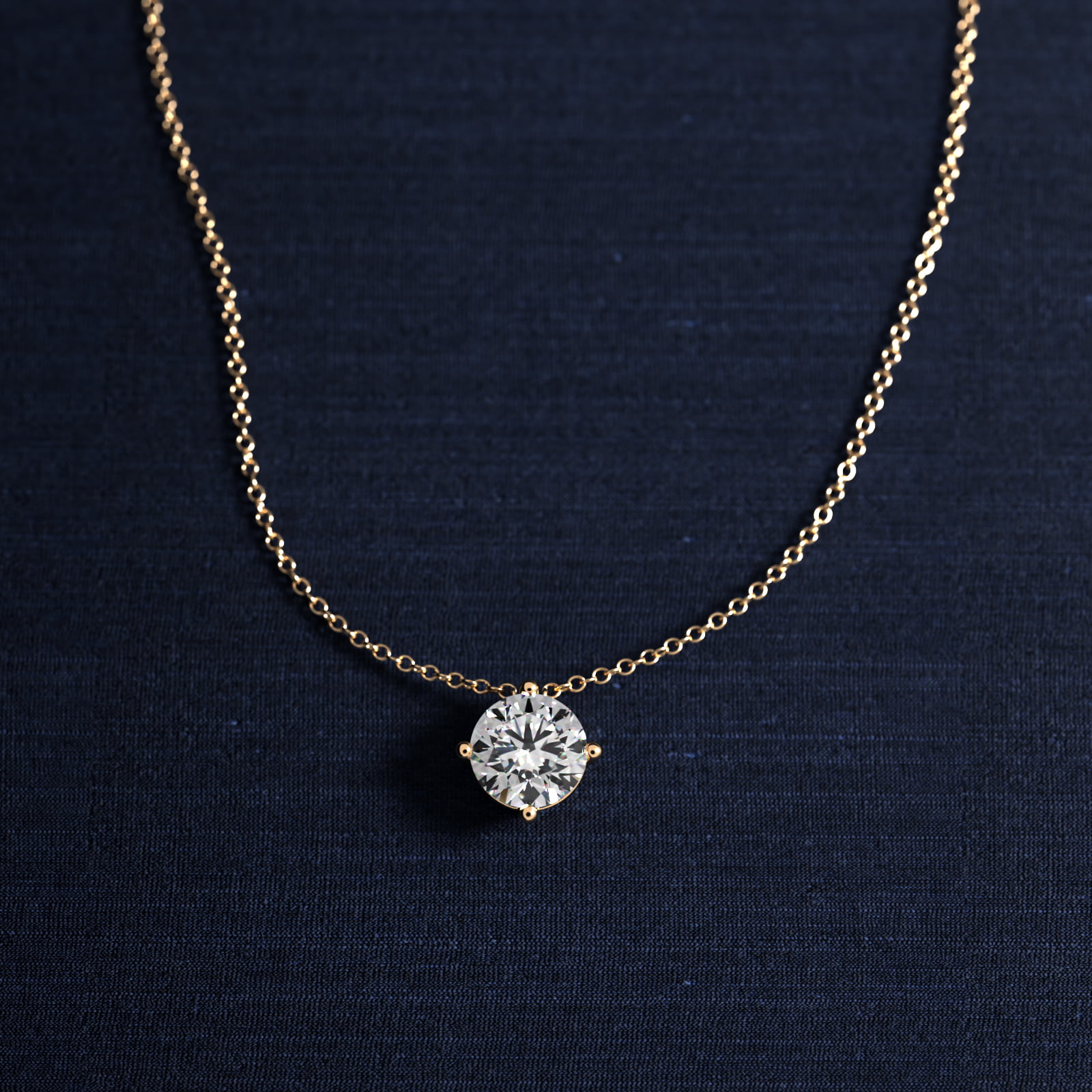 Kite Set Solitaire Diamond Pendant   In 14K Yellow Gold (Setting)