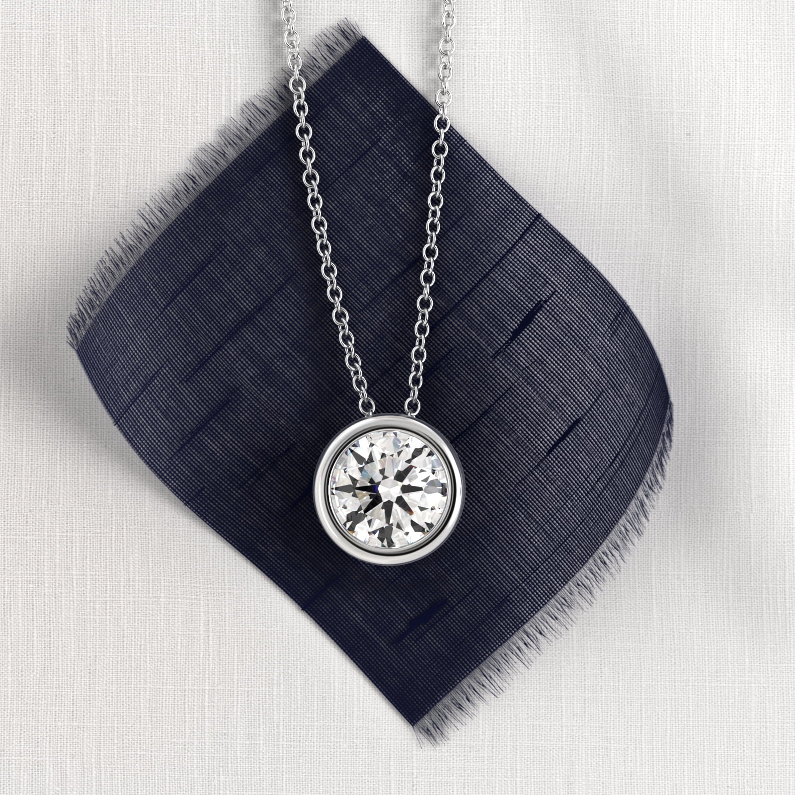 Bezel Diamond Pendant  In 14K White Gold (Setting)