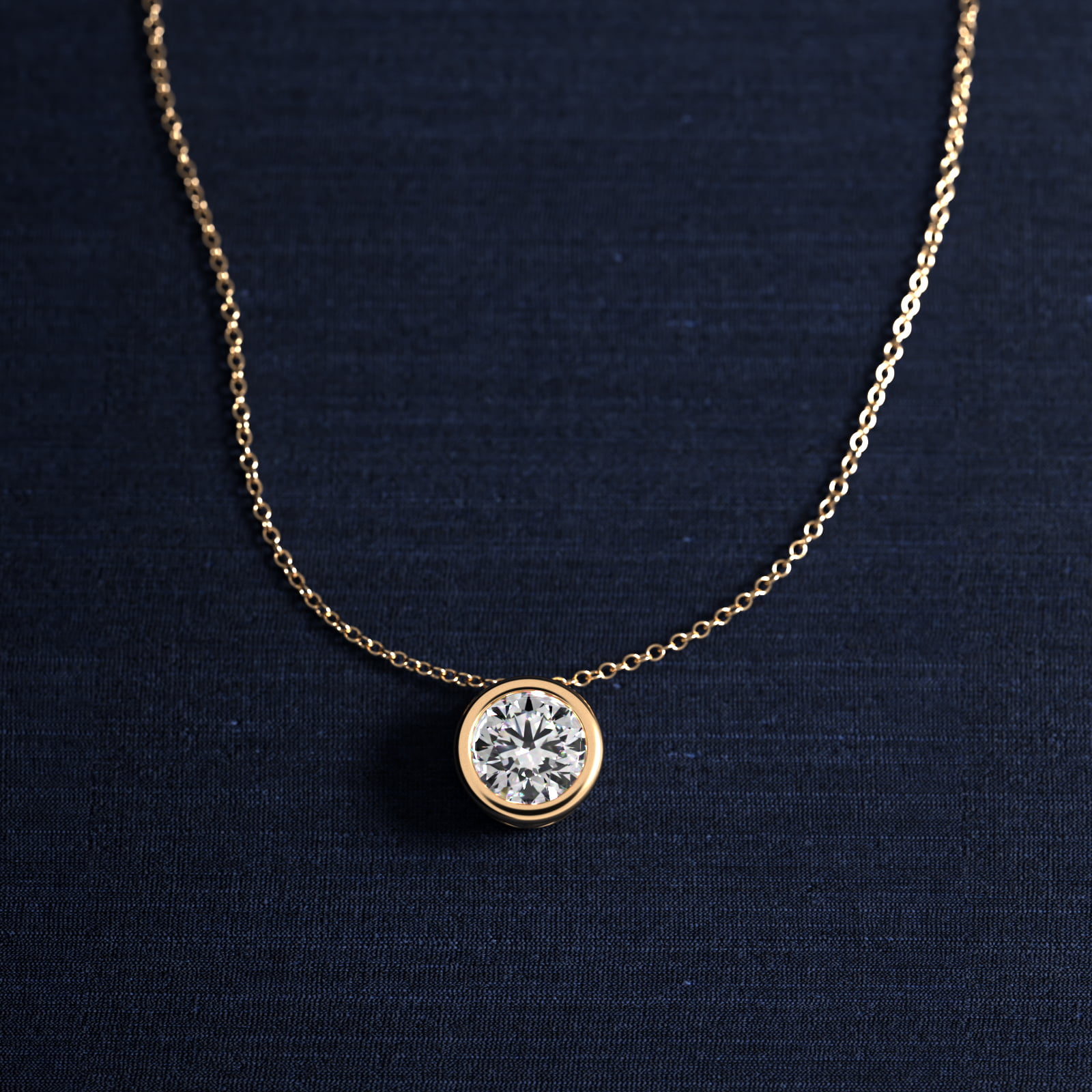 Bezel Diamond Pendant  In 14K Yellow Gold (Setting)