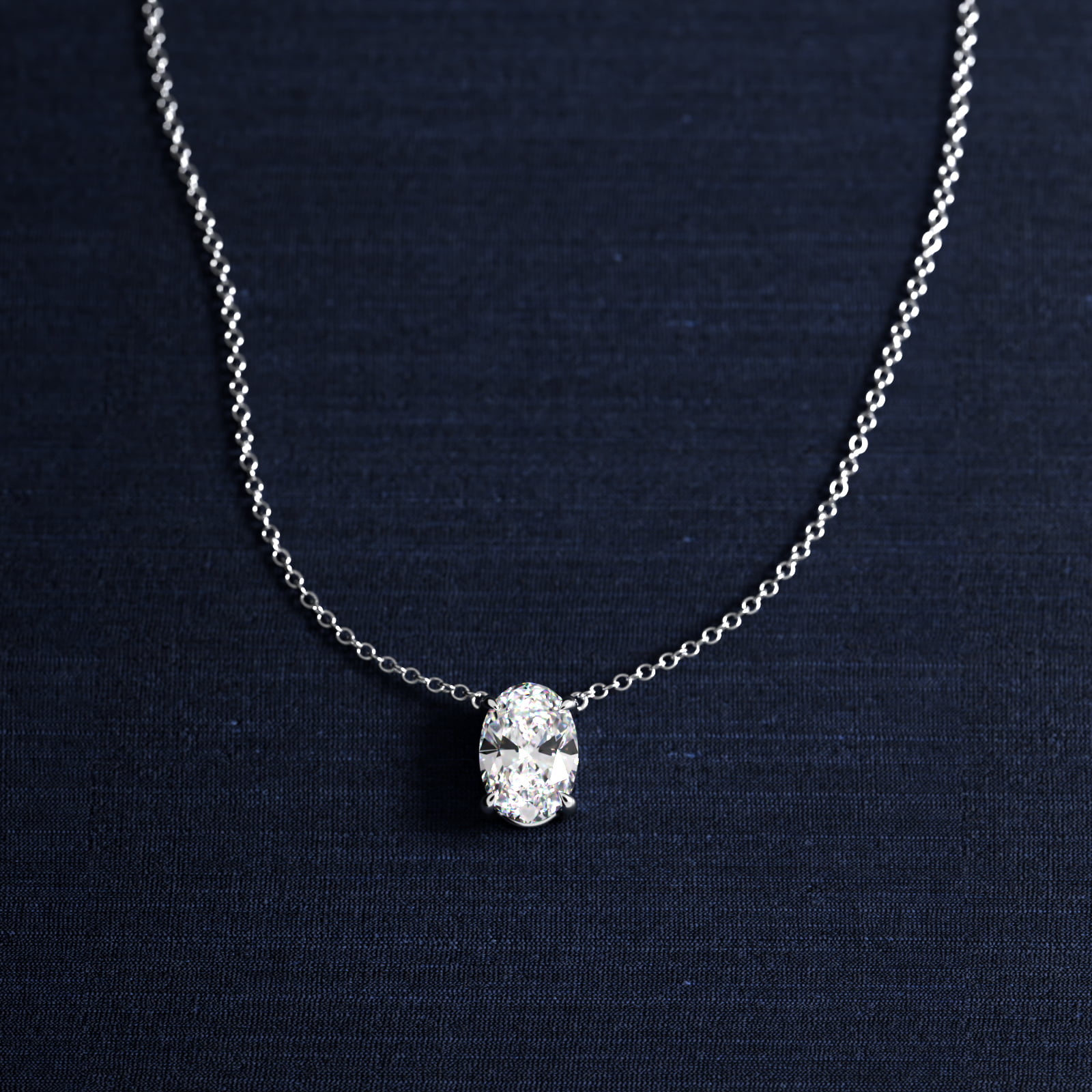 Oval Cut Diamond Solitaire Pendant   In Platinum (Setting)