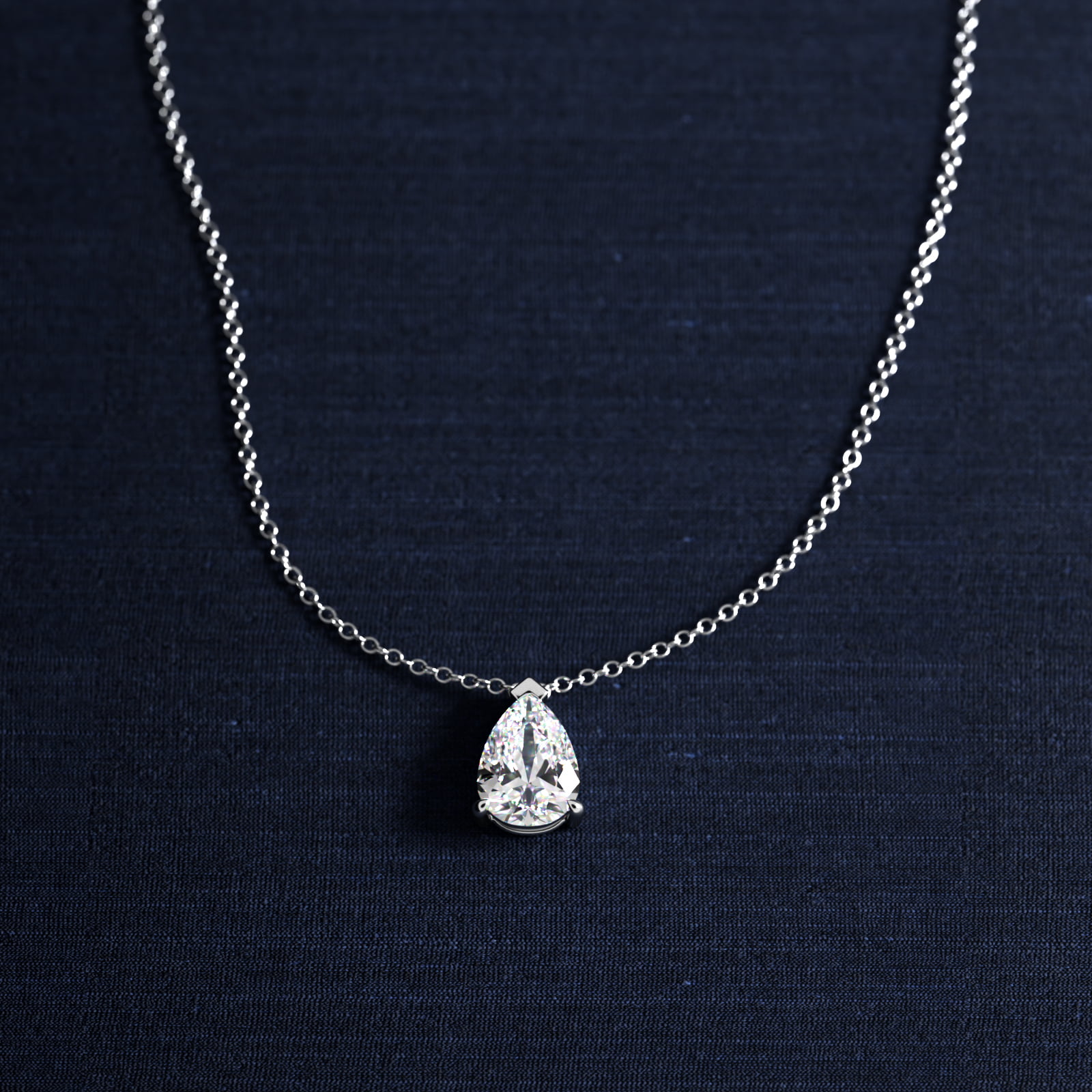 Point Up Pear Cut Diamond Solitaire Pendant In Platinum (Setting)