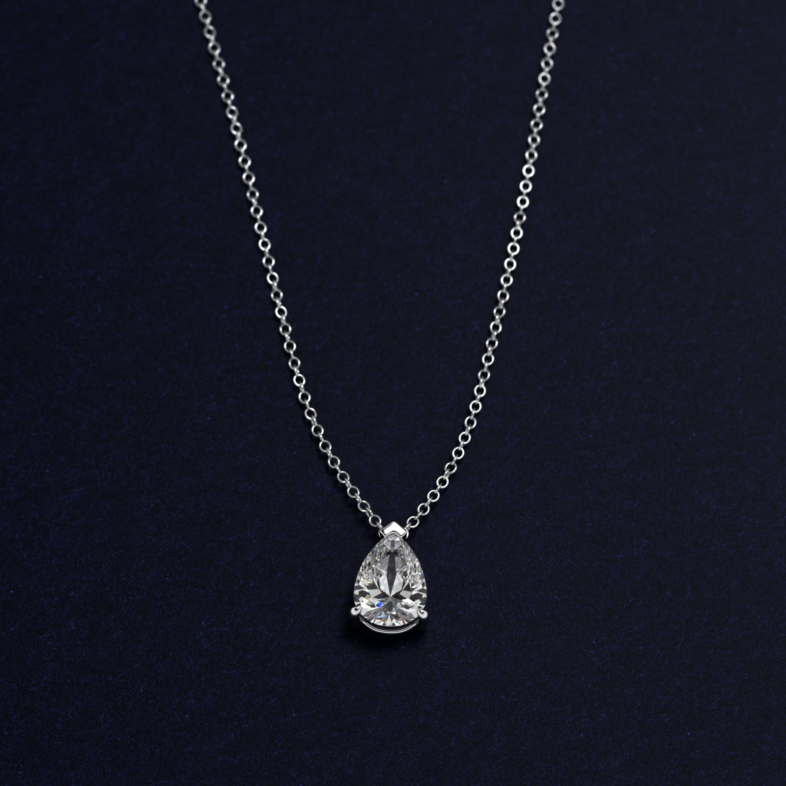 Point Up Pear Cut Diamond Solitaire Pendant   In 14K White Gold (Setting)
