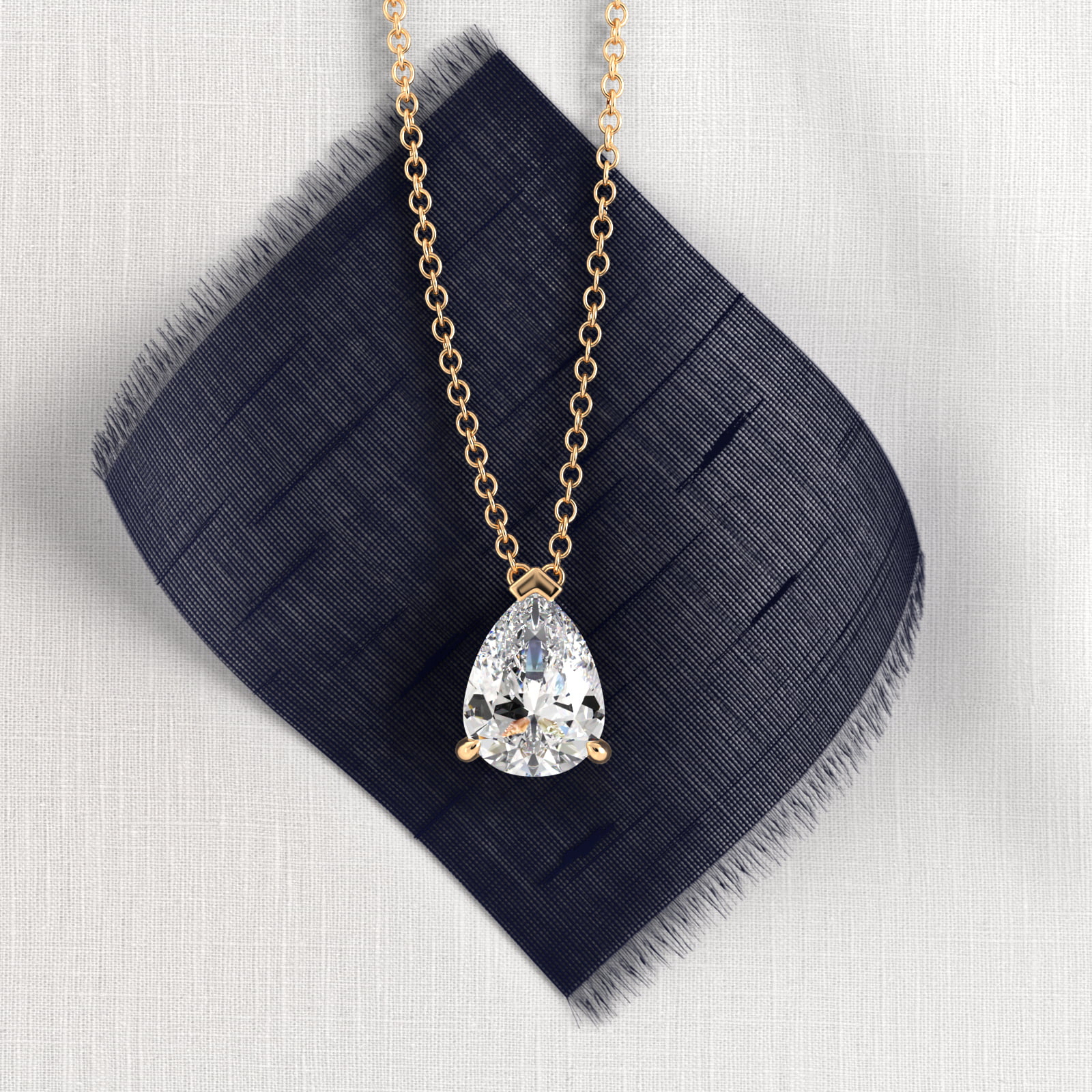 Point Up Pear Cut Diamond Solitaire Pendant In 14K Yellow Gold (Setting)