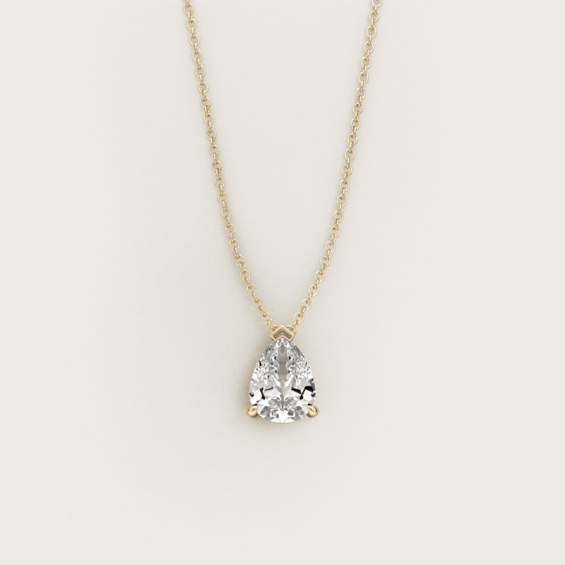 Point Up Pear Cut Diamond Solitaire Pendant   In 14K Yellow Gold (Setting)