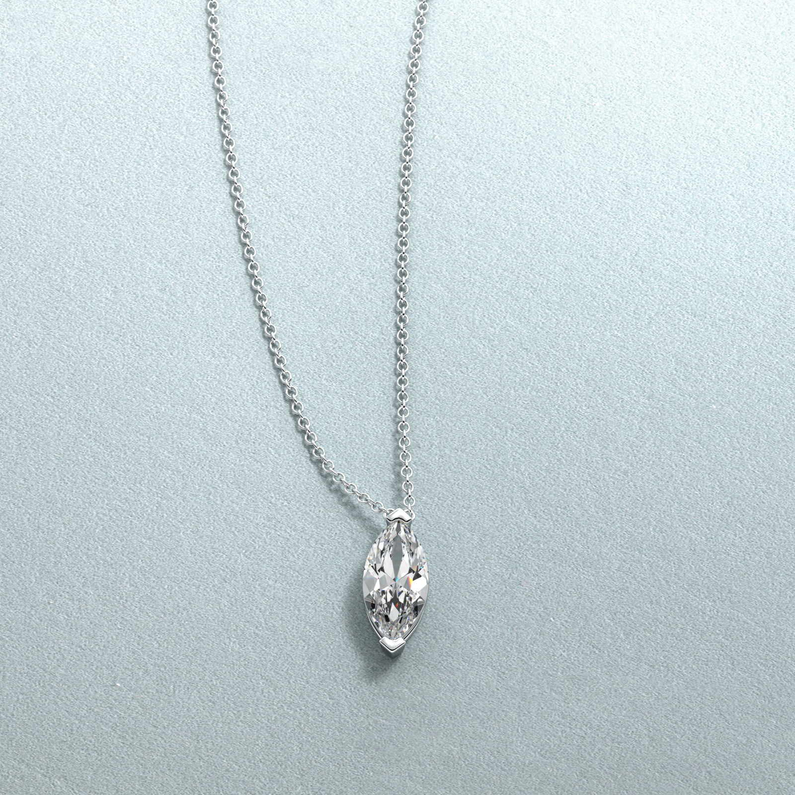 Marquise Cut Diamond Solitaire Pendant   In Platinum (Setting)