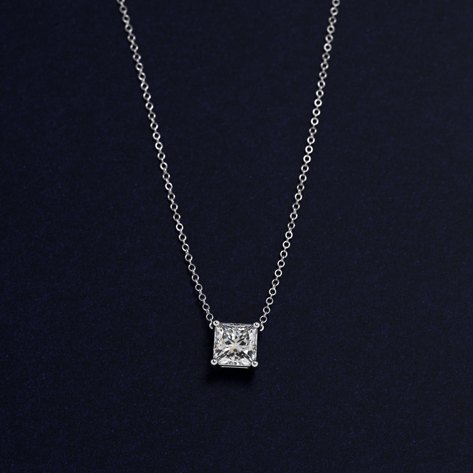 Princess Cut Diamond Solitaire Pendant   In Platinum (Setting)