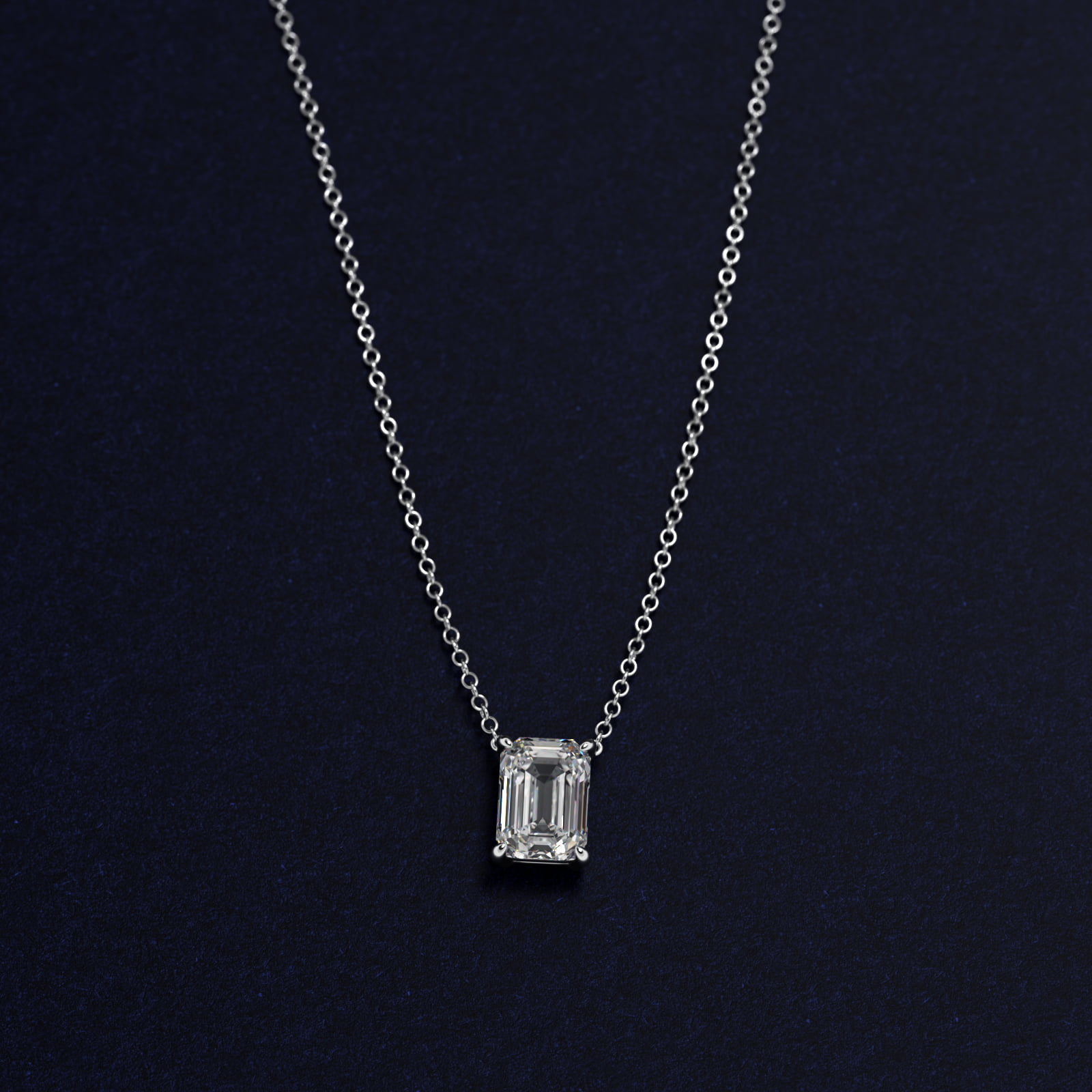Emerald Cut Diamond Solitaire Pendant   In Platinum (Setting)