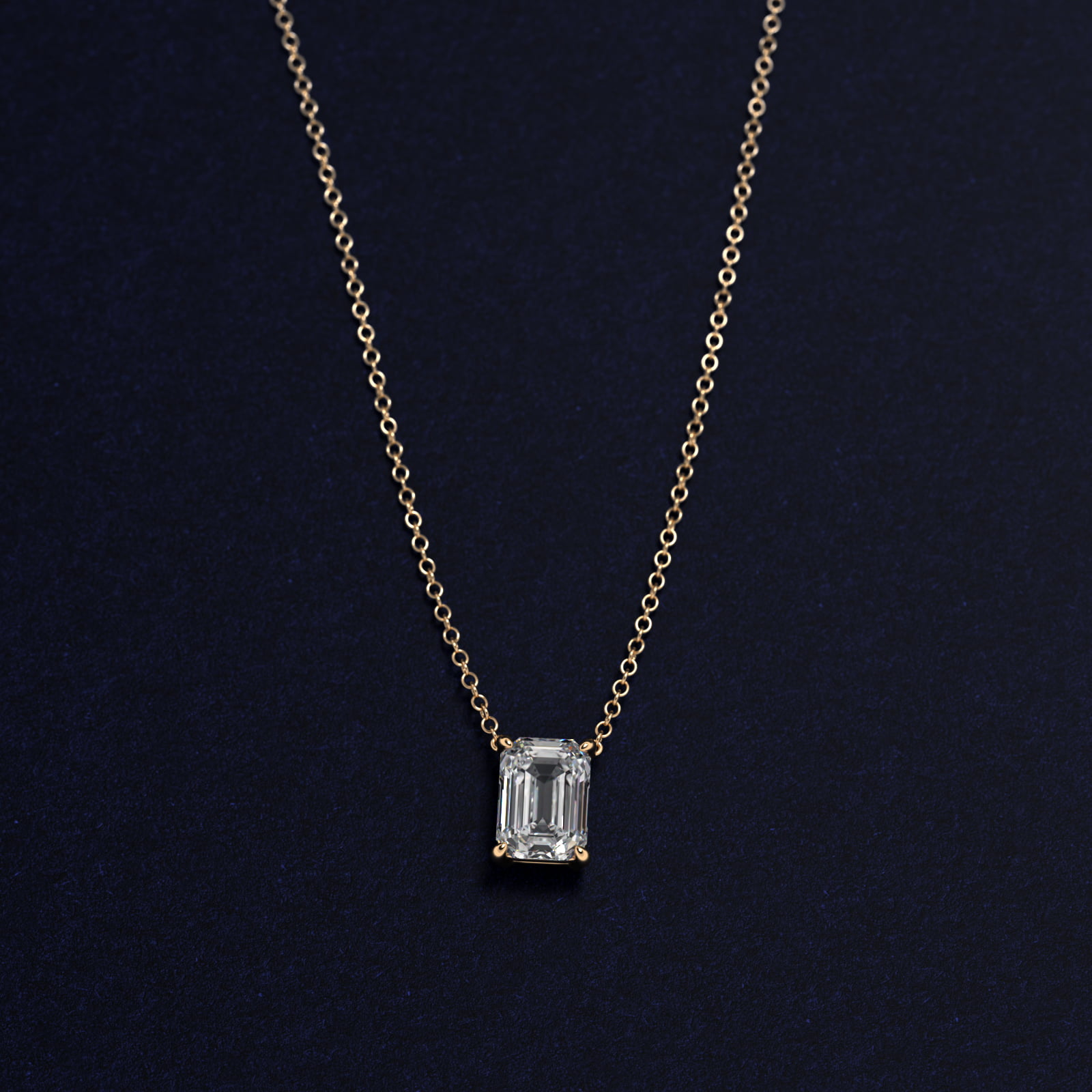 Emerald Cut Diamond Solitaire Pendant   In 14K Yellow Gold (Setting)