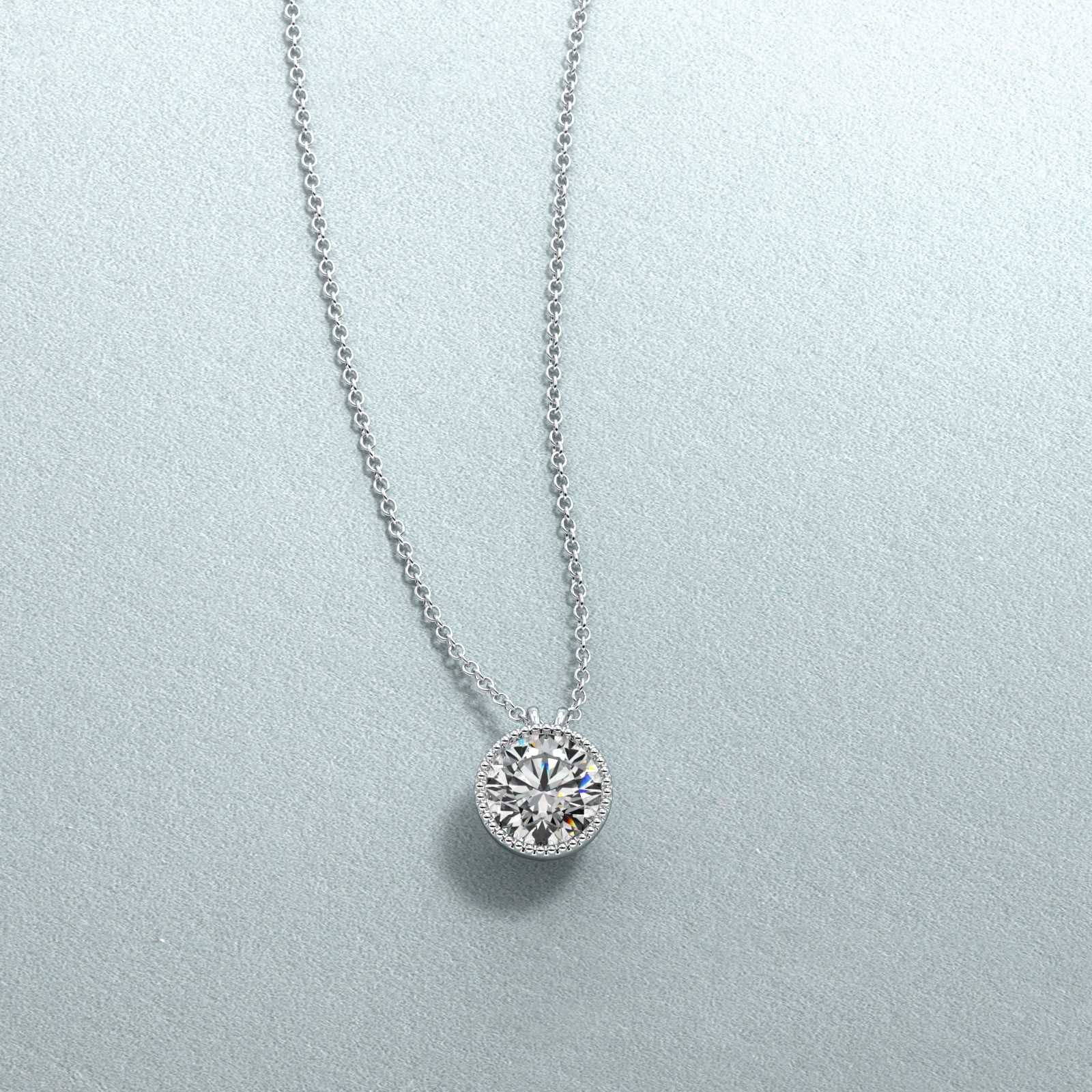 14K White Gold Milgrain Bezel Diamond Pendant (Mounting) By James Allen