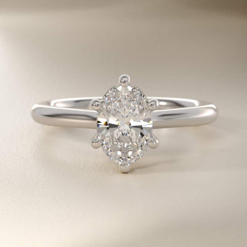 Oval Cut 1 CT Certified Lab-Grown Diamond Six Prong Petite Nouveau Solitaire Engagement Ring In Platinum