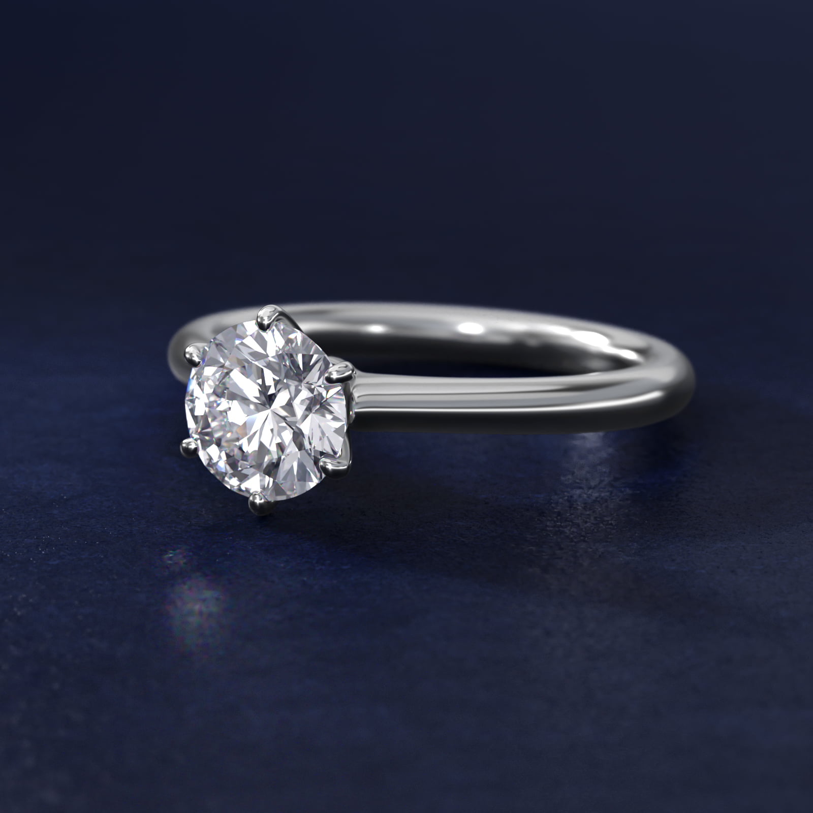 Round 1.5 CT Certified Diamond Six Prong Petite Nouveau Solitaire Engagement Ring In Platinum